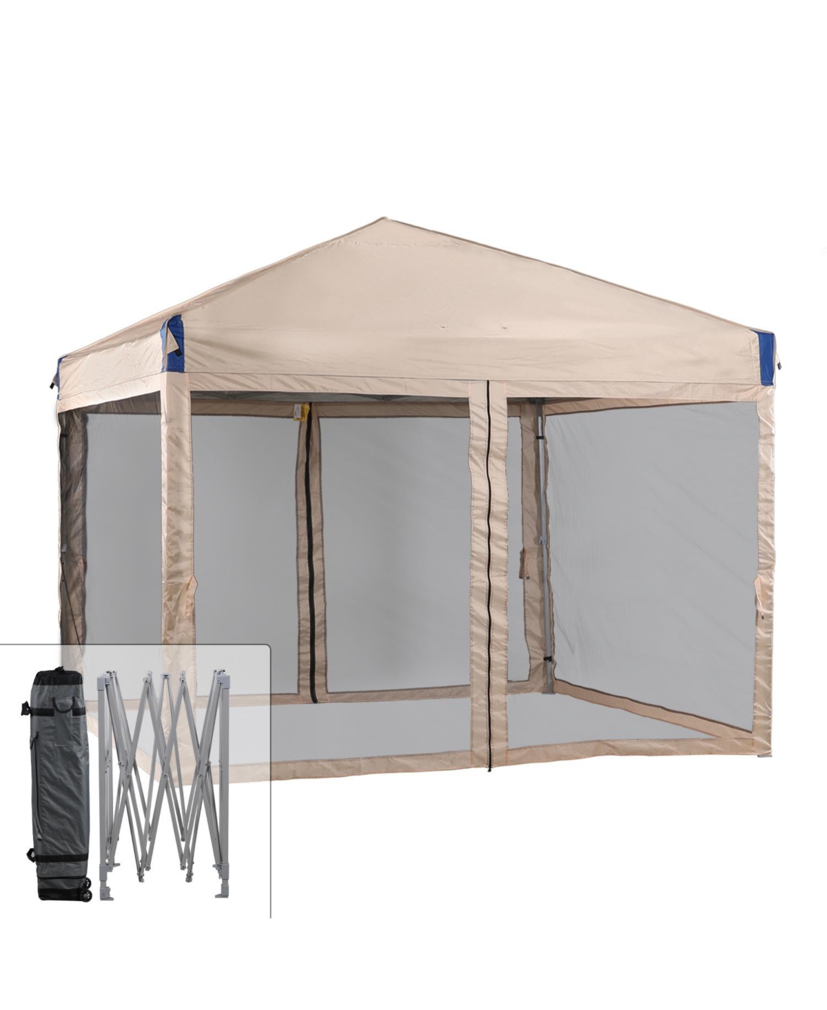 Pop Up Canopy Tent with Removable Mesh Sidewalls, Portable Instant Shade Canopy with Roller Bag - Grey