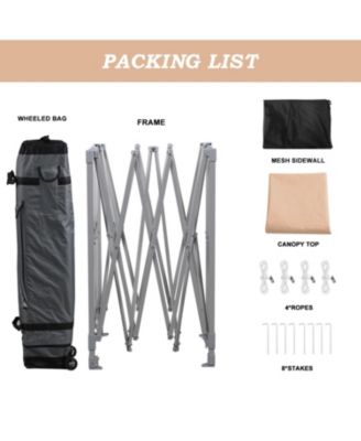 Pop Up Canopy Tent with Removable Mesh Sidewalls, Portable Instant Shade Canopy with Roller Bag