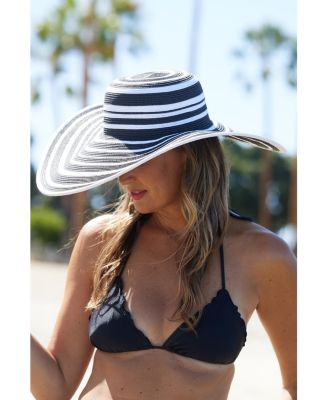 Drew Extra Wide Brim Striped Hat