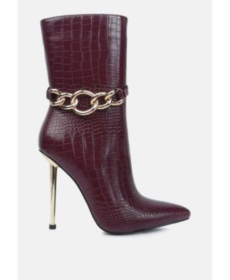 nicole croc patterned high heeled  boots