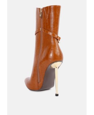 nicole croc patterned high heeled  boots