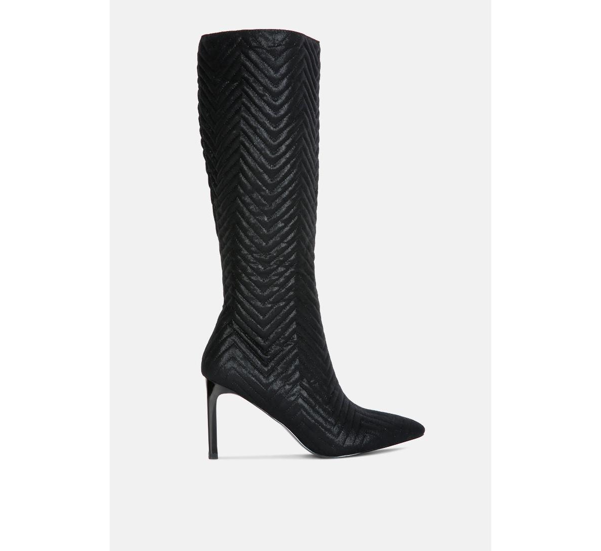 London Rag Prinkles Quilted Italian Block Heel Calf Boots