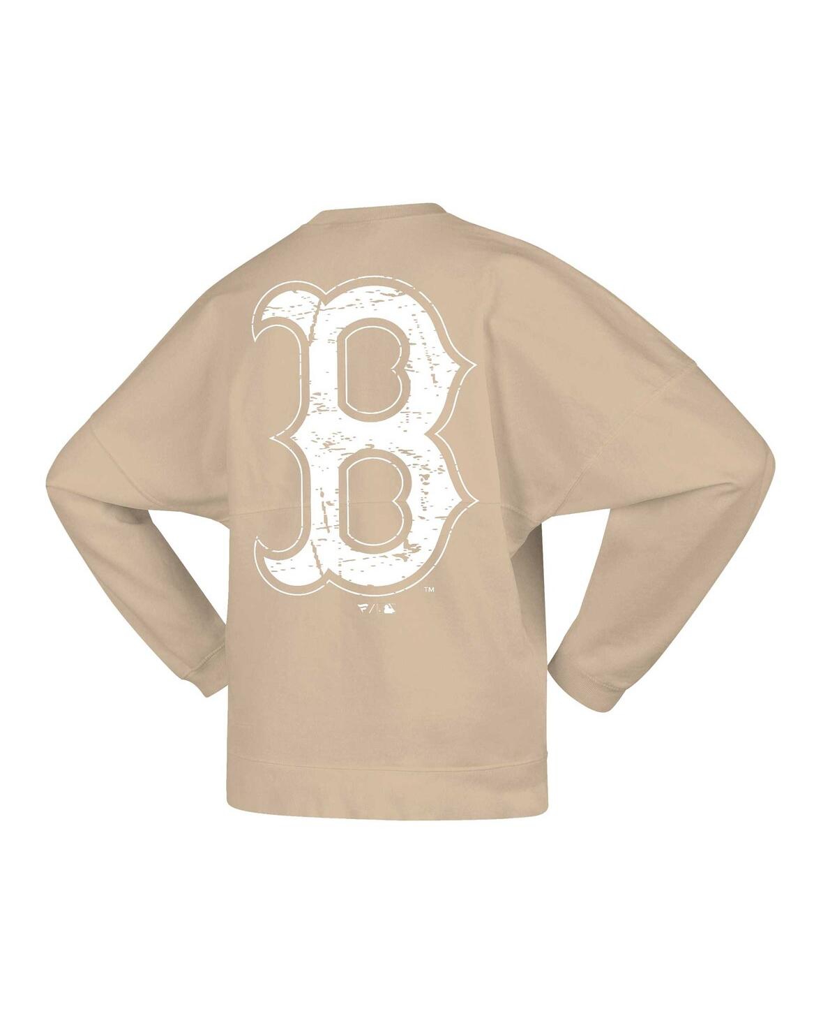 FANATICS WOMEN'S FANATICS TAN BOSTON RED SOX BRANDED FLEECE PULLOVER SWEATSHIRT 