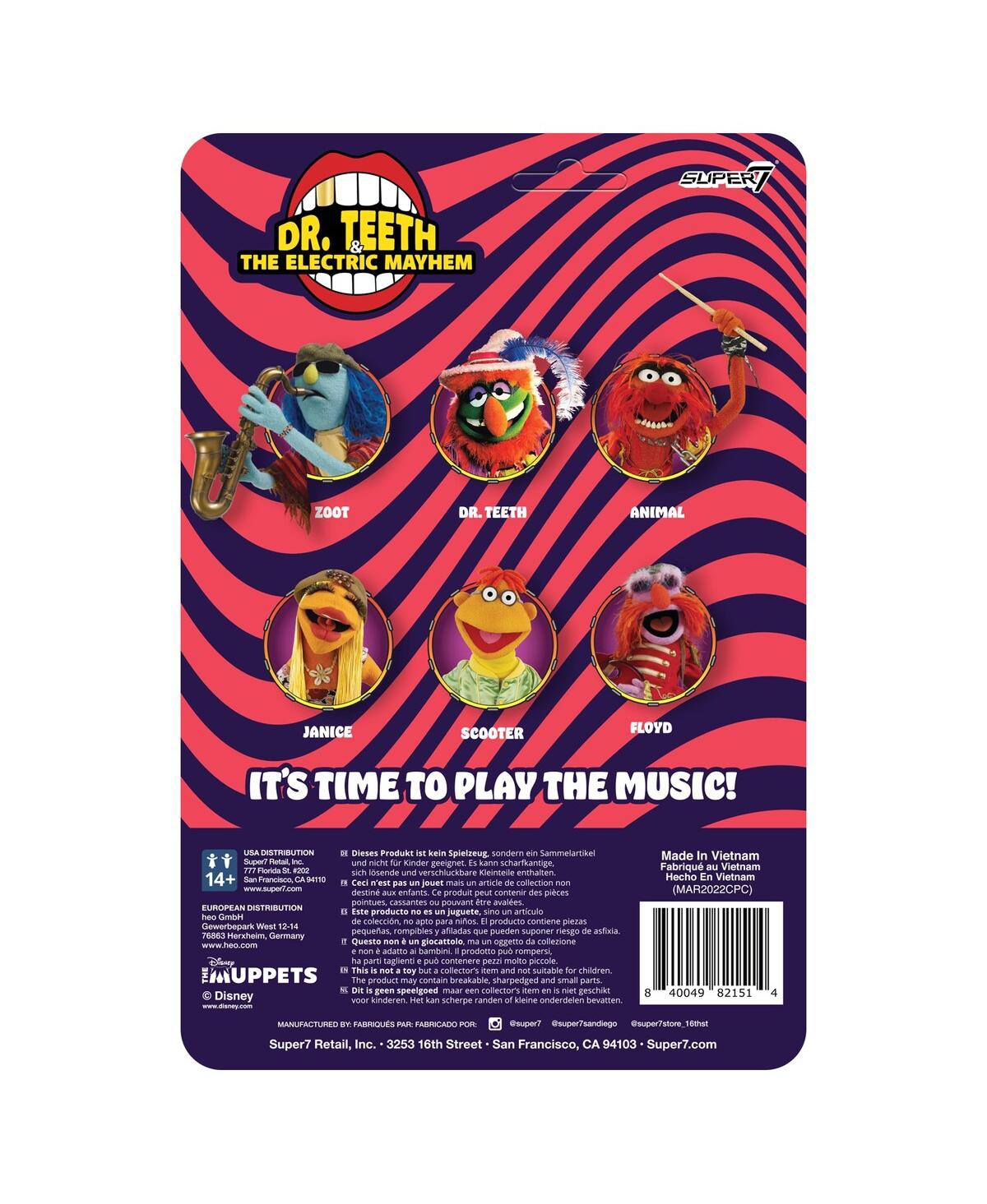 Super 7 Dr. Teeth & The Electric Mayhem Janice The Muppets Reaction Figure In Multi