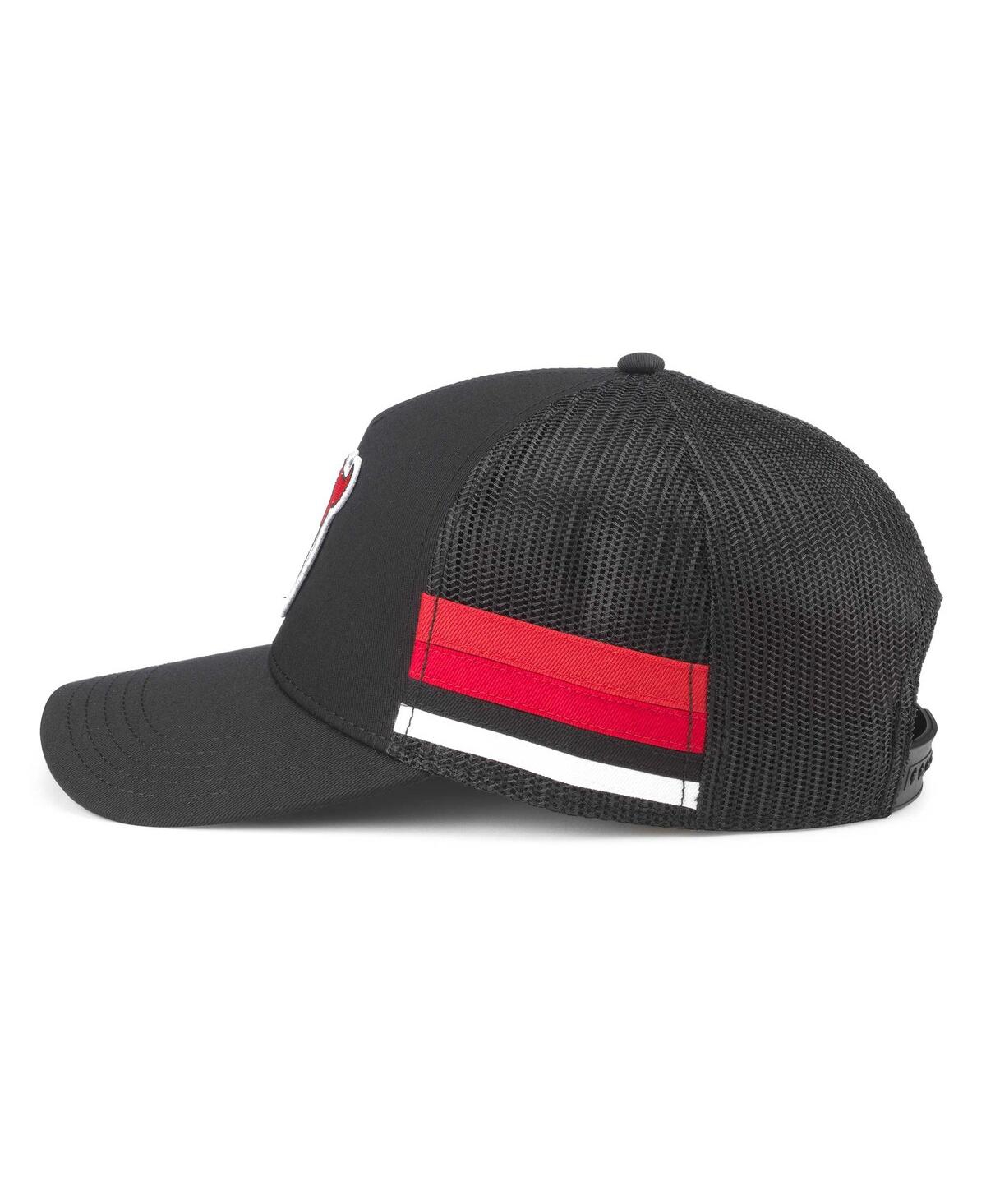 Shop American Needle Men's  Black New Jersey Devils Hotfoot Stripes Trucker Adjustable Hat