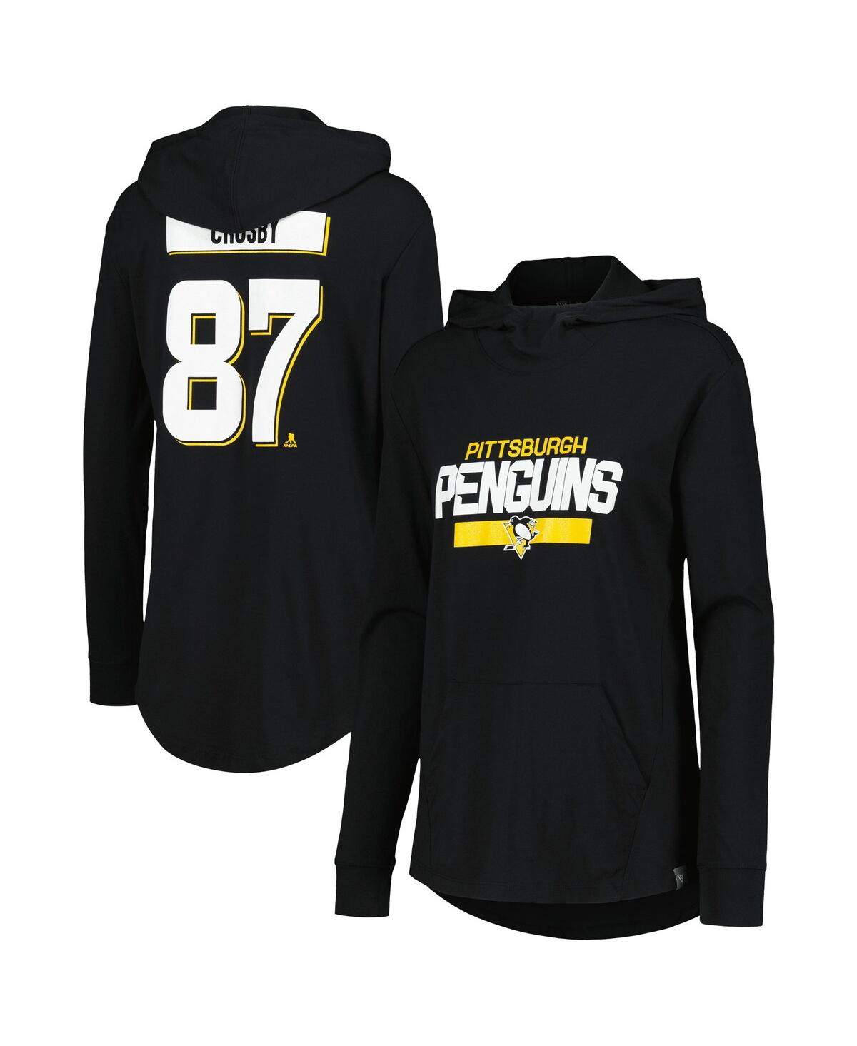 Women's LevelWear Sidney Crosby Black Pittsburgh Penguins Vivid Player Name and Number Pullover Hoodie - Black