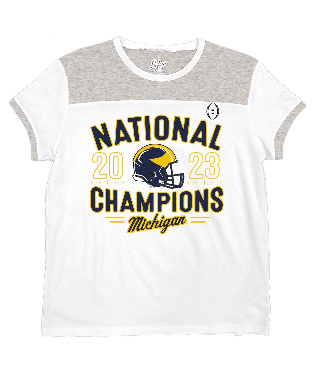 Women's Blue 84 White Michigan Wolverines College Football Playoff 2023 National Champions Colorblock T-shirt - White