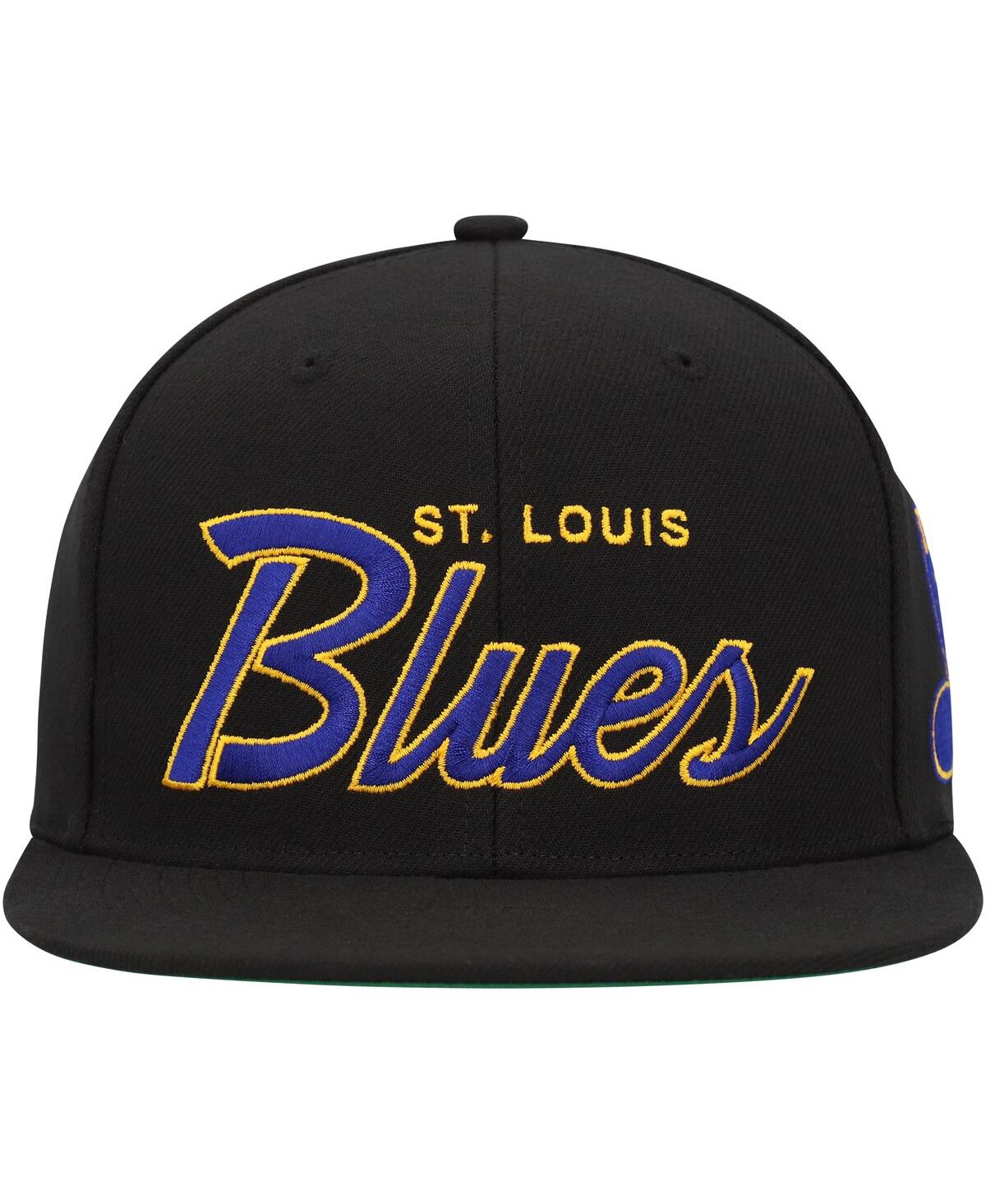Mitchell & Ness Men's  Black St. Louis Blues Core Team Script 2.0 Snapback Hat In Black