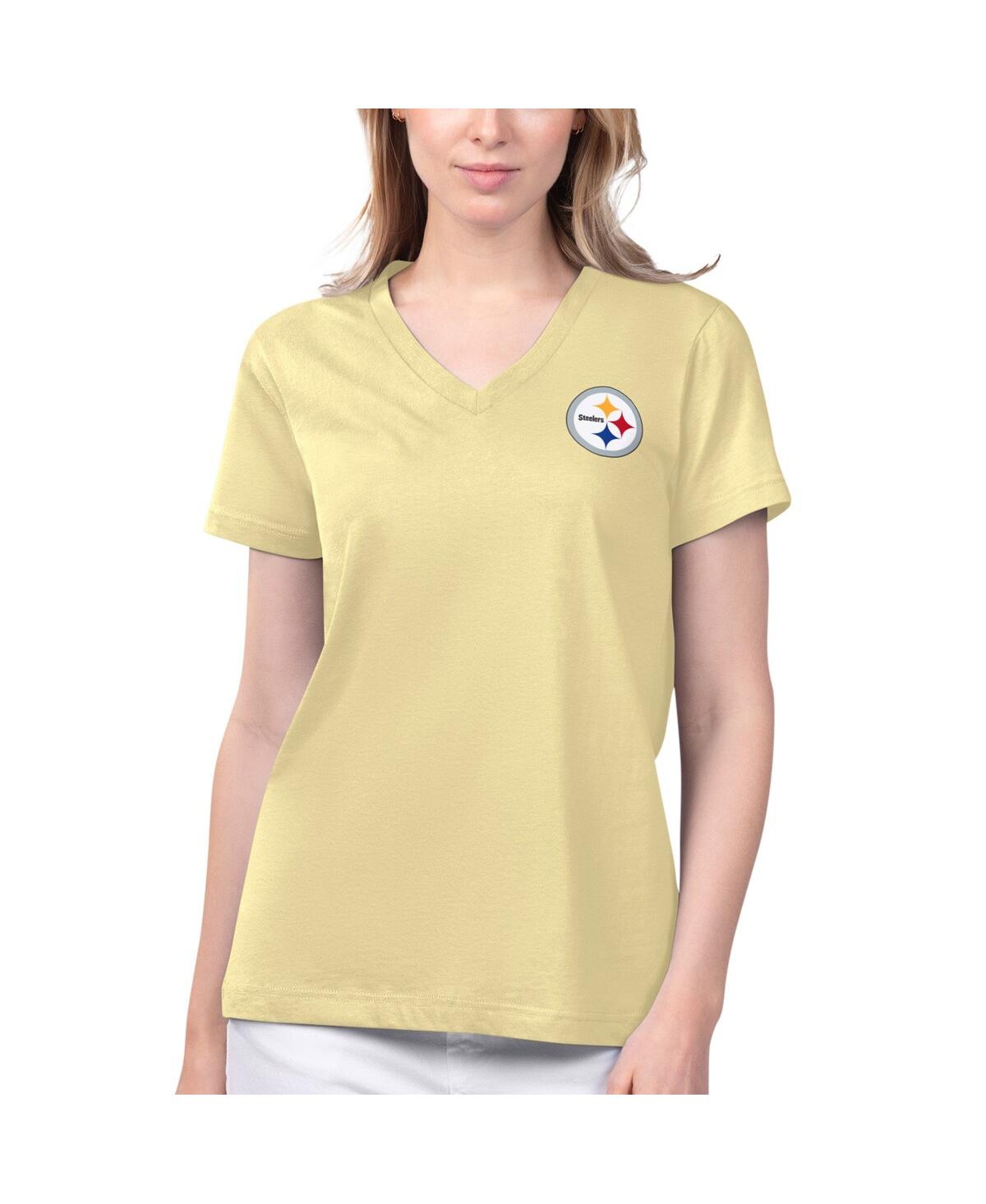 Women's Margaritaville Gold Pittsburgh Steelers Game Time V-Neck T-shirt - Gold