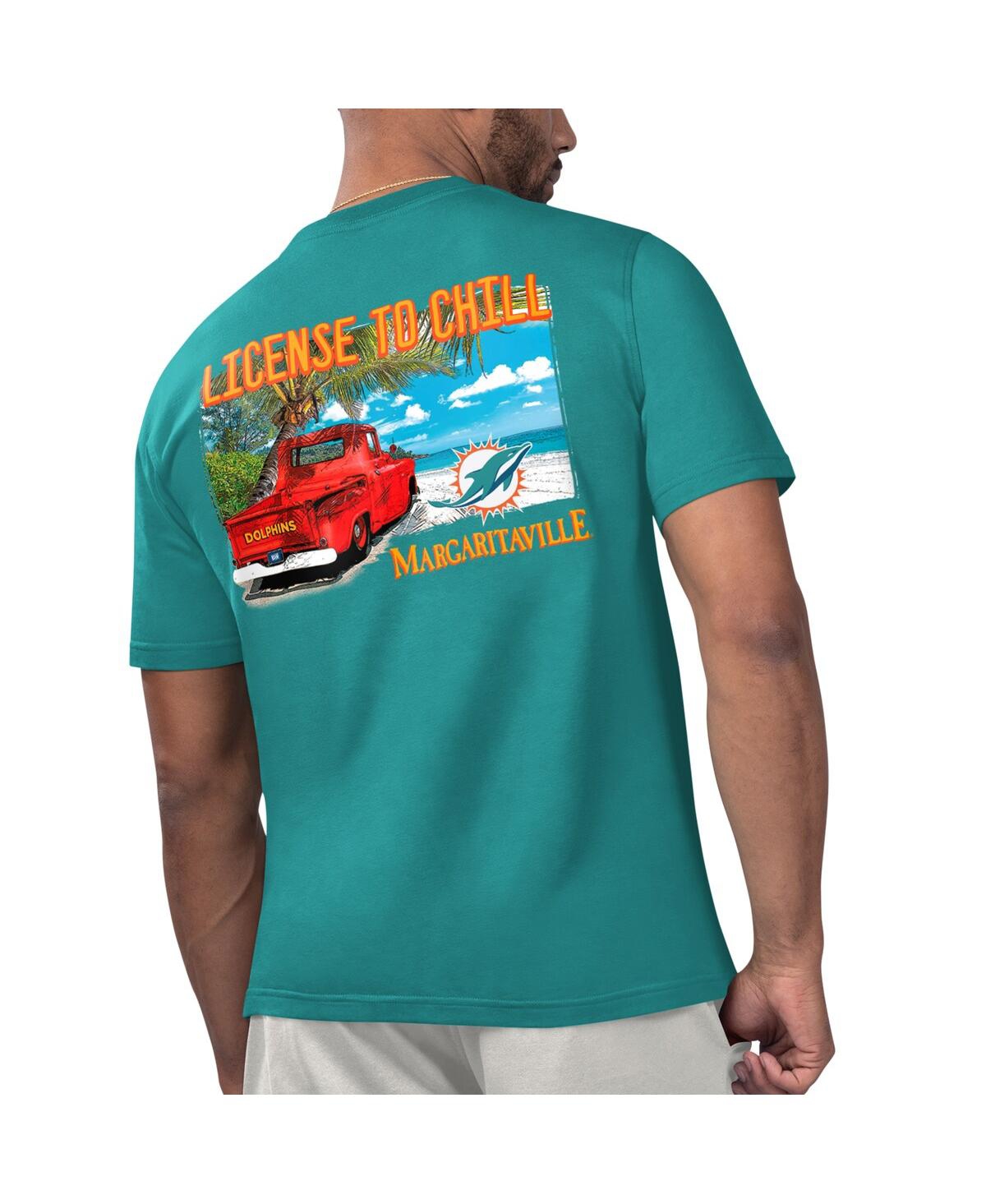 Shop Margaritaville Men's  Aqua Miami Dolphins Licensed To Chill T-shirt