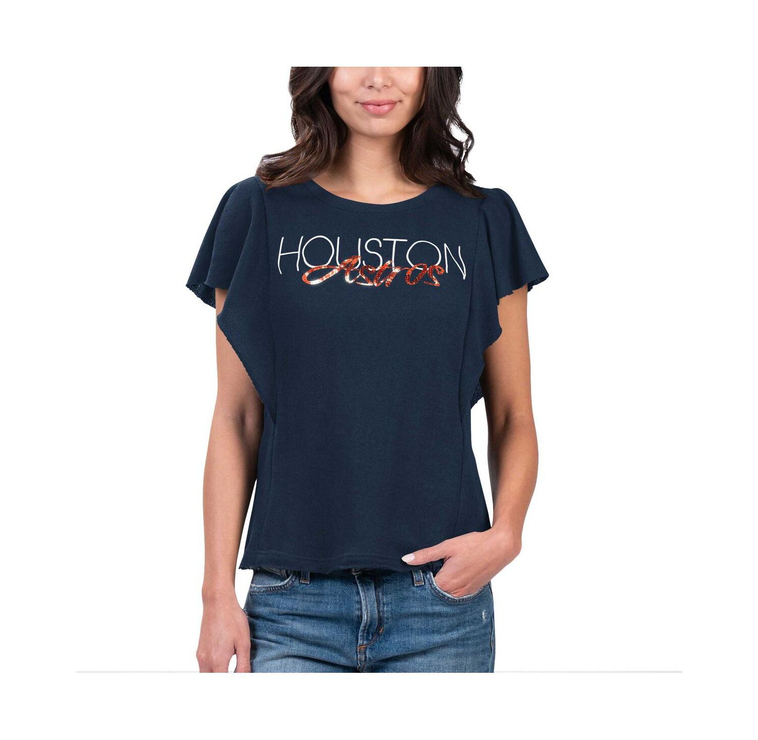 Women's Navy Houston Astros Crowd Wave T-shirt