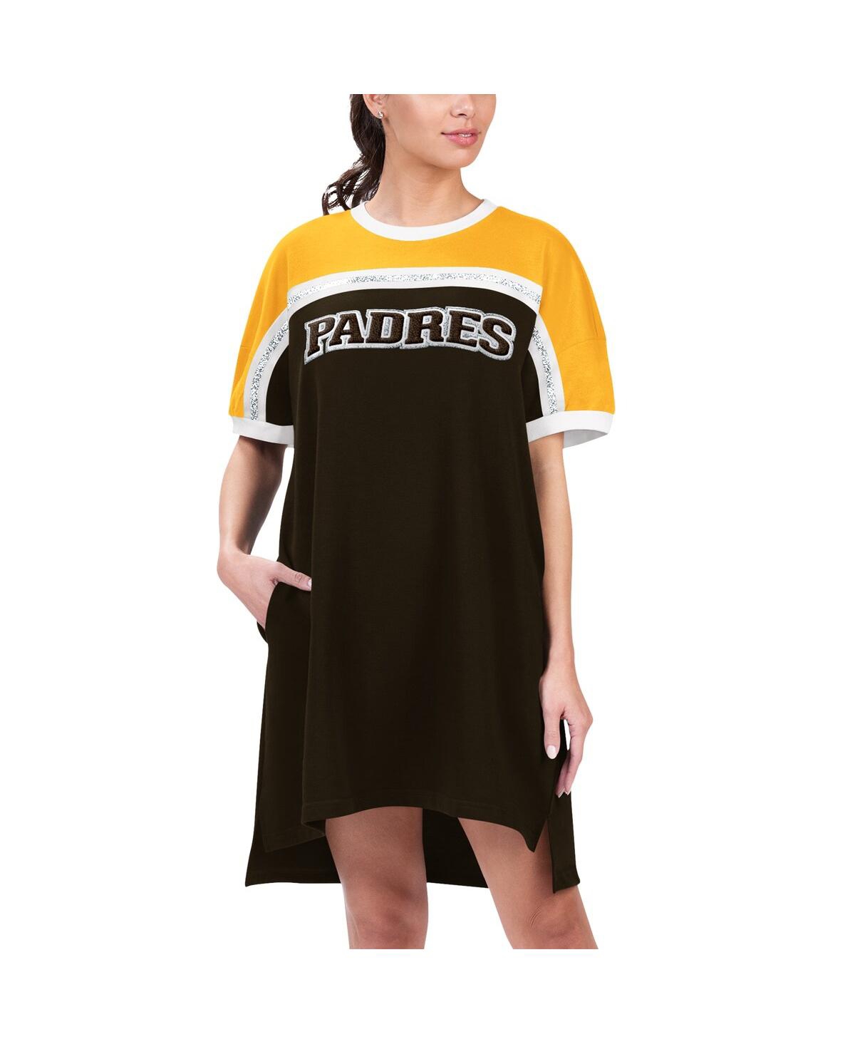 Women's G-iii 4Her by Carl Banks Brown, Gold San Diego Padres Circus Catch Sneaker Dress - Brown, Gold