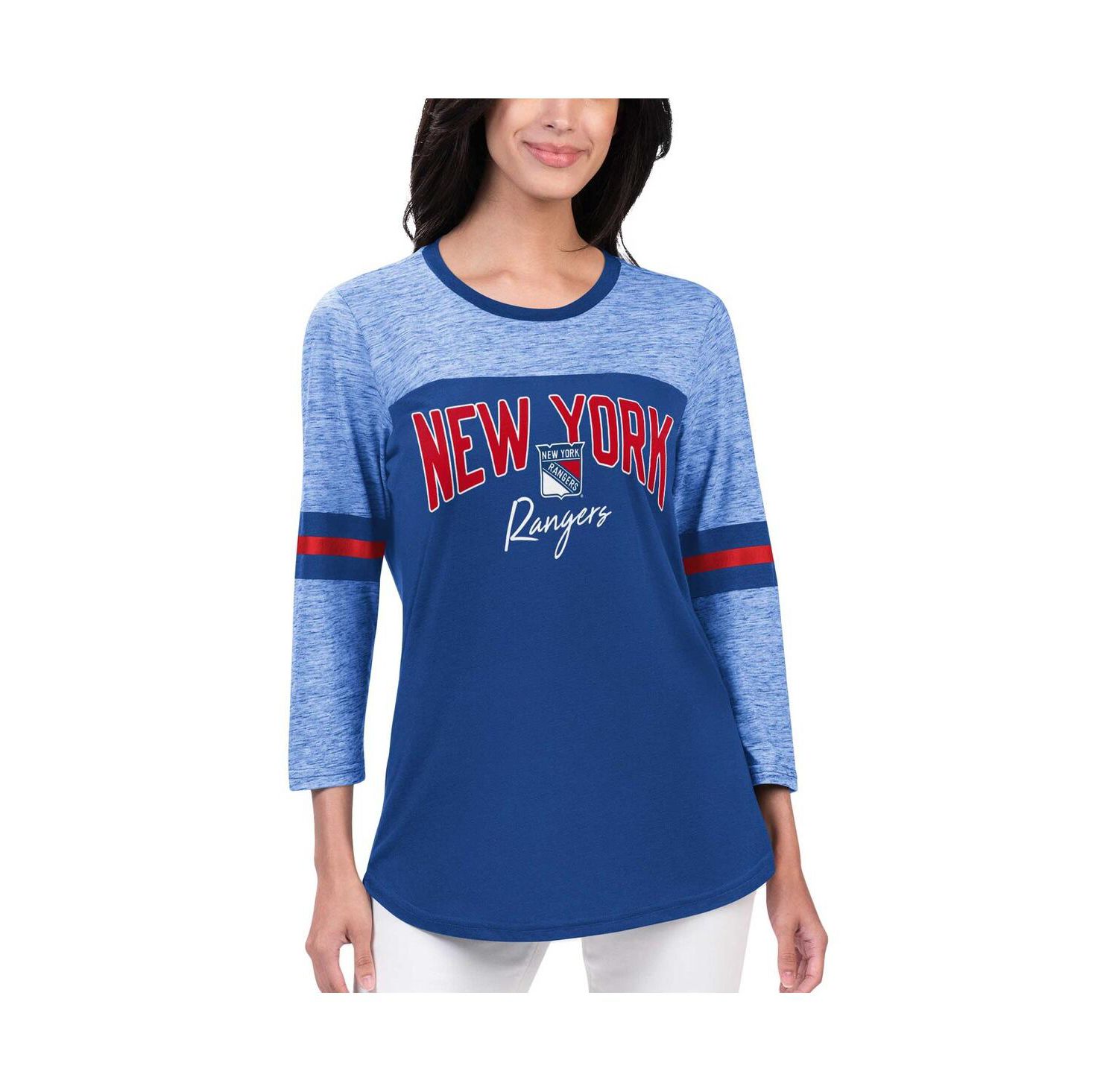 Women's Blue New York Rangers Play The Game 3/4-Sleeve T-shirt