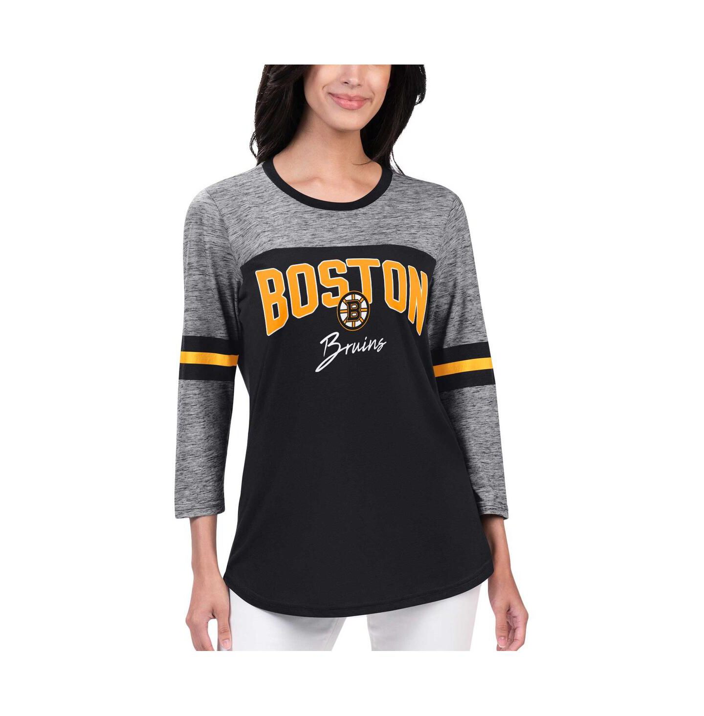 Женская футболка G-III 4Her by Carl Banks Black Boston Bruins Play The Game 3/4-Sleeve — фото 1