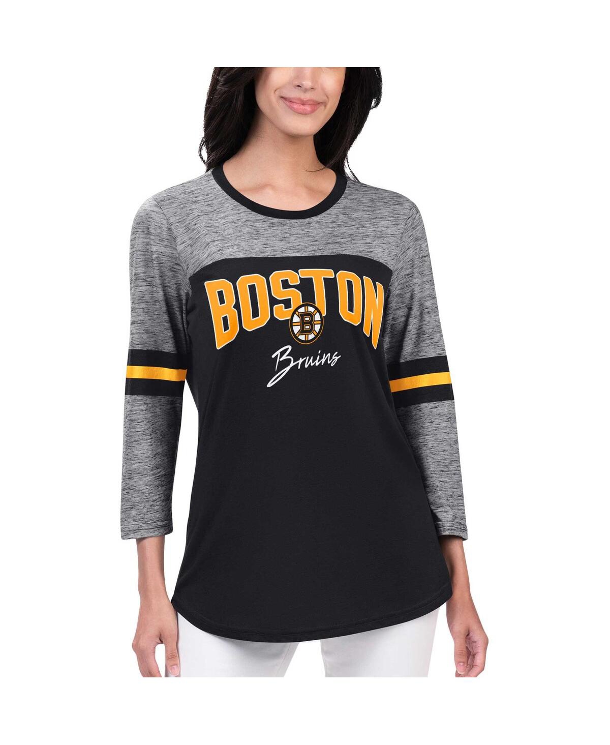 Shop G-iii 4her By Carl Banks Women's  Black Boston Bruins Play The Game 3/4-sleeve T-shirt
