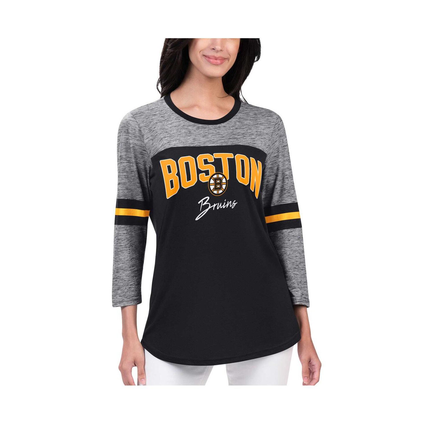 Women's Black Boston Bruins Play The Game 3/4-Sleeve T-shirt