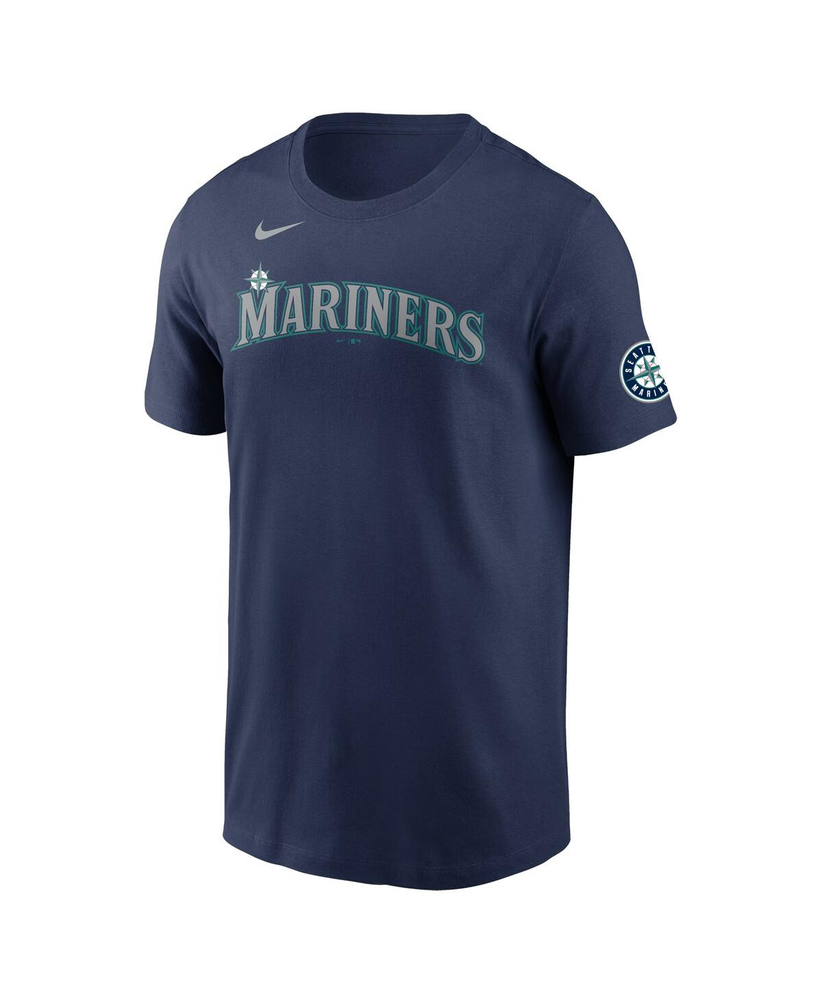 NIKE MEN'S NIKE FELIX HERNANDEZ NAVY SEATTLE MARINERS HALL OF FAME NAME AND NUMBER SLEEVE PATCH T-SHIRT 