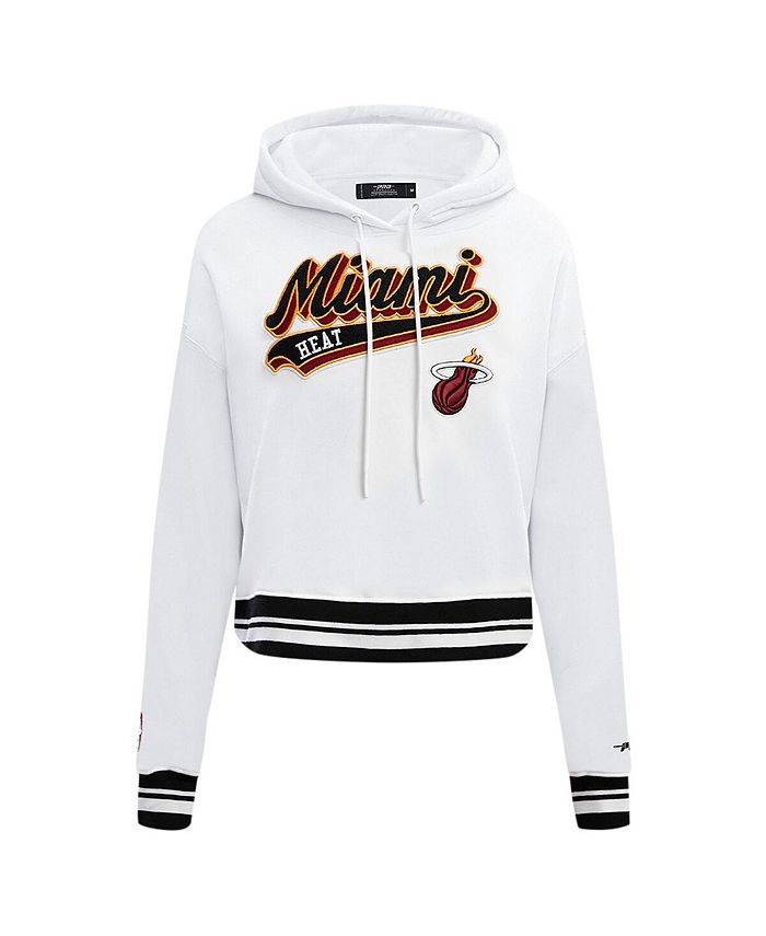 Pro Standard Women's White Miami Heat Script Tail Cropped Pullover ...