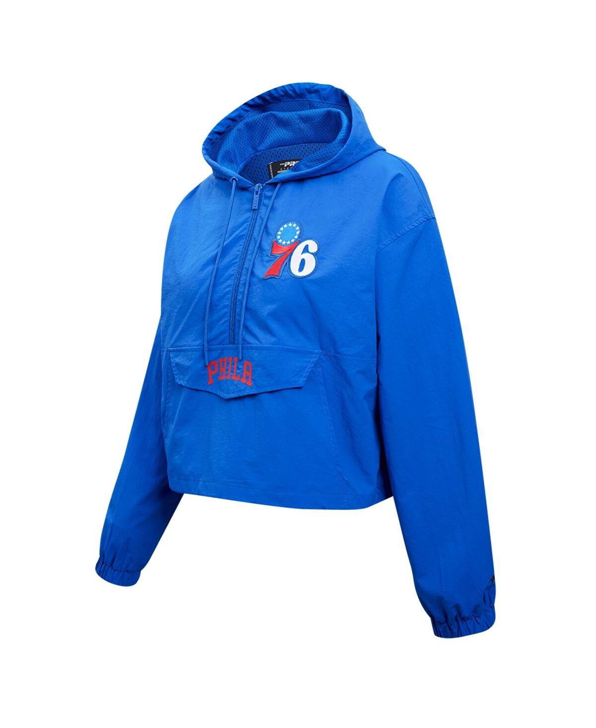 Shop Pro Standard Women's  Royal Philadelphia 76ers Classic Wind Woven Cropped Half-zip Jacket