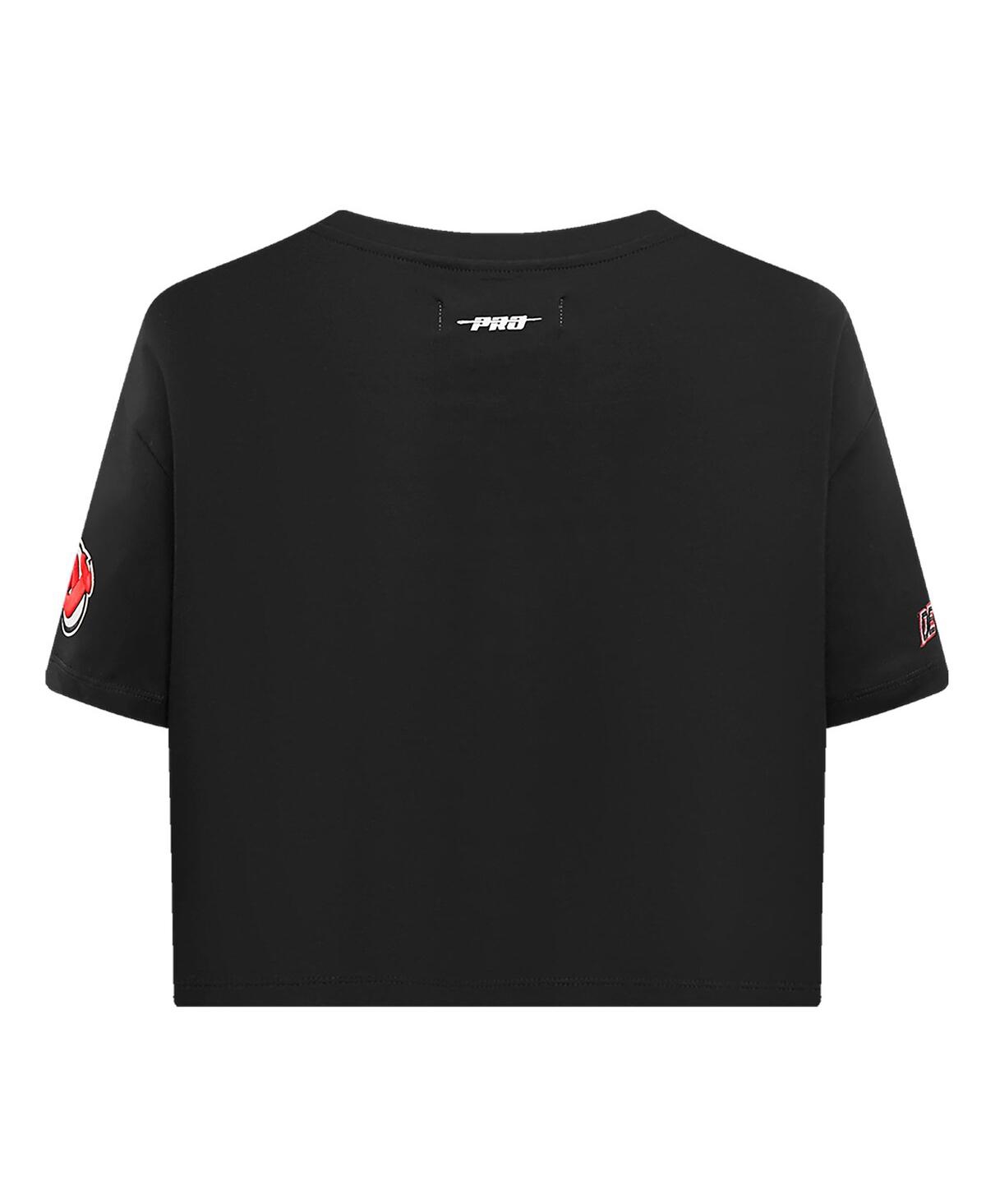 Shop Pro Standard Women's  Black New Jersey Devils Boxy Script Tail Cropped T-shirt