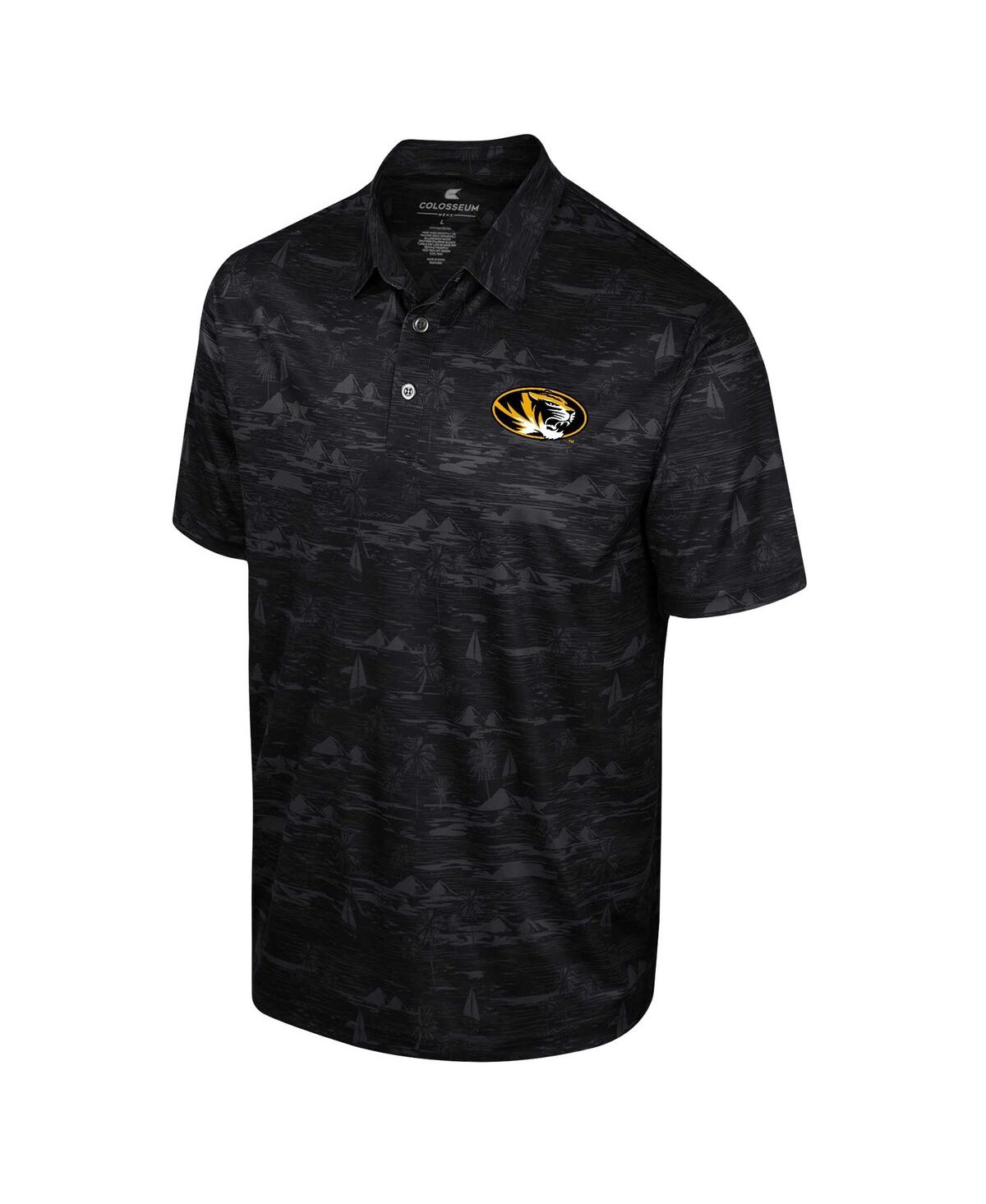 Shop Colosseum Men's  Black Missouri Tigers Daly Print Polo Shirt