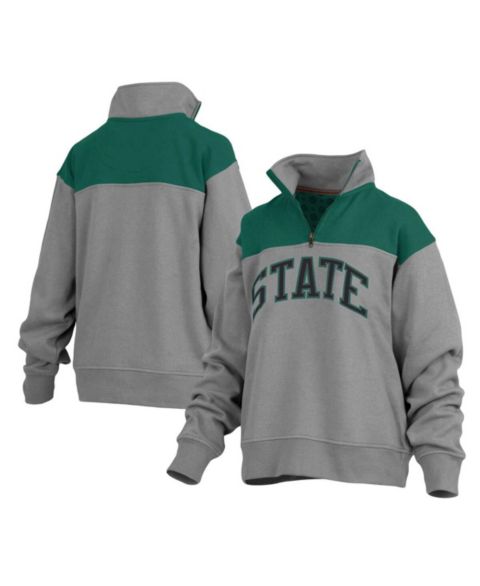 Женские куртки Pressbox Women's Gray Michigan State Spartans Avon Fleece Quarter-Zip Jacket