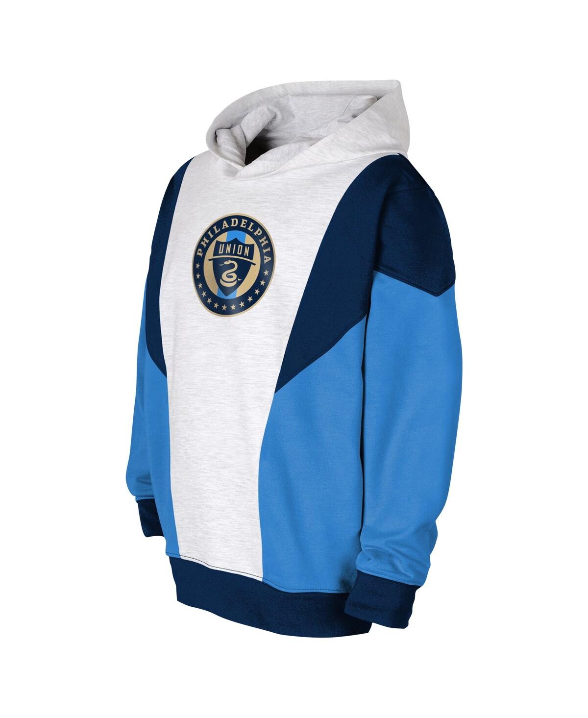 Shop Outerstuff Big Boys And Girls Ash, Navy Philadelphia Union Champion League Fleece Pullover Hoodie In Ash,navy