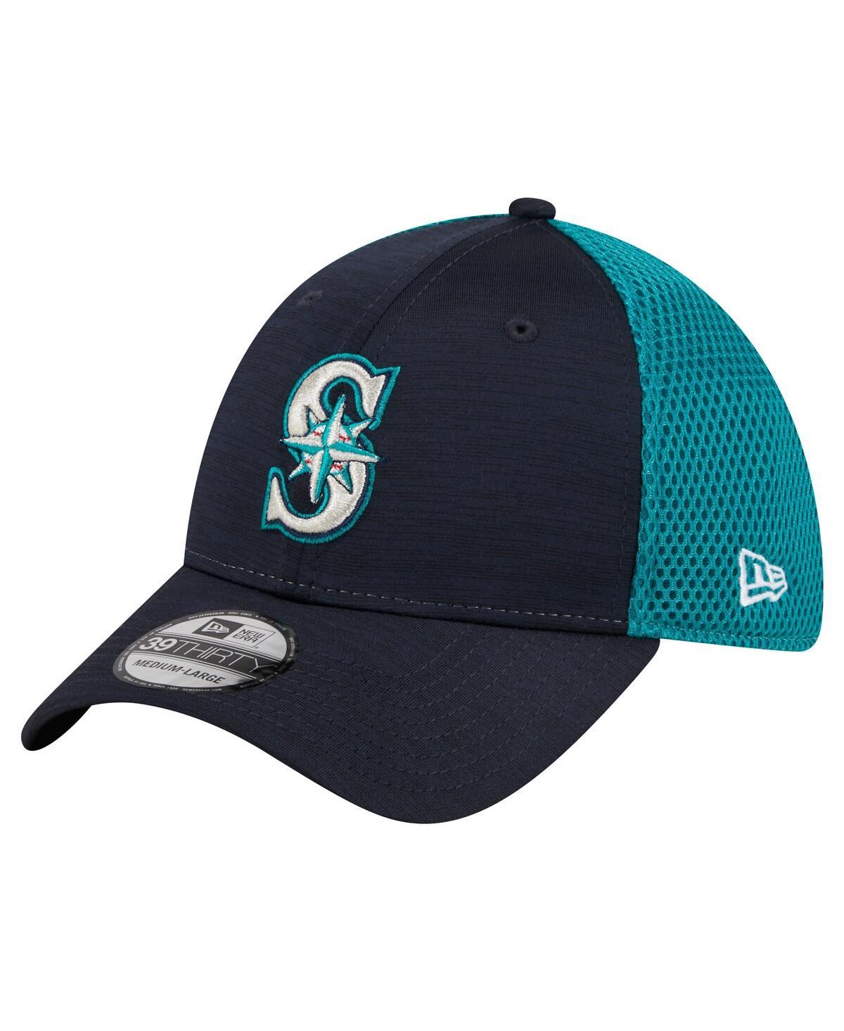 Shop New Era Men's  Navy Seattle Mariners Neo 39thirty Flex Hat