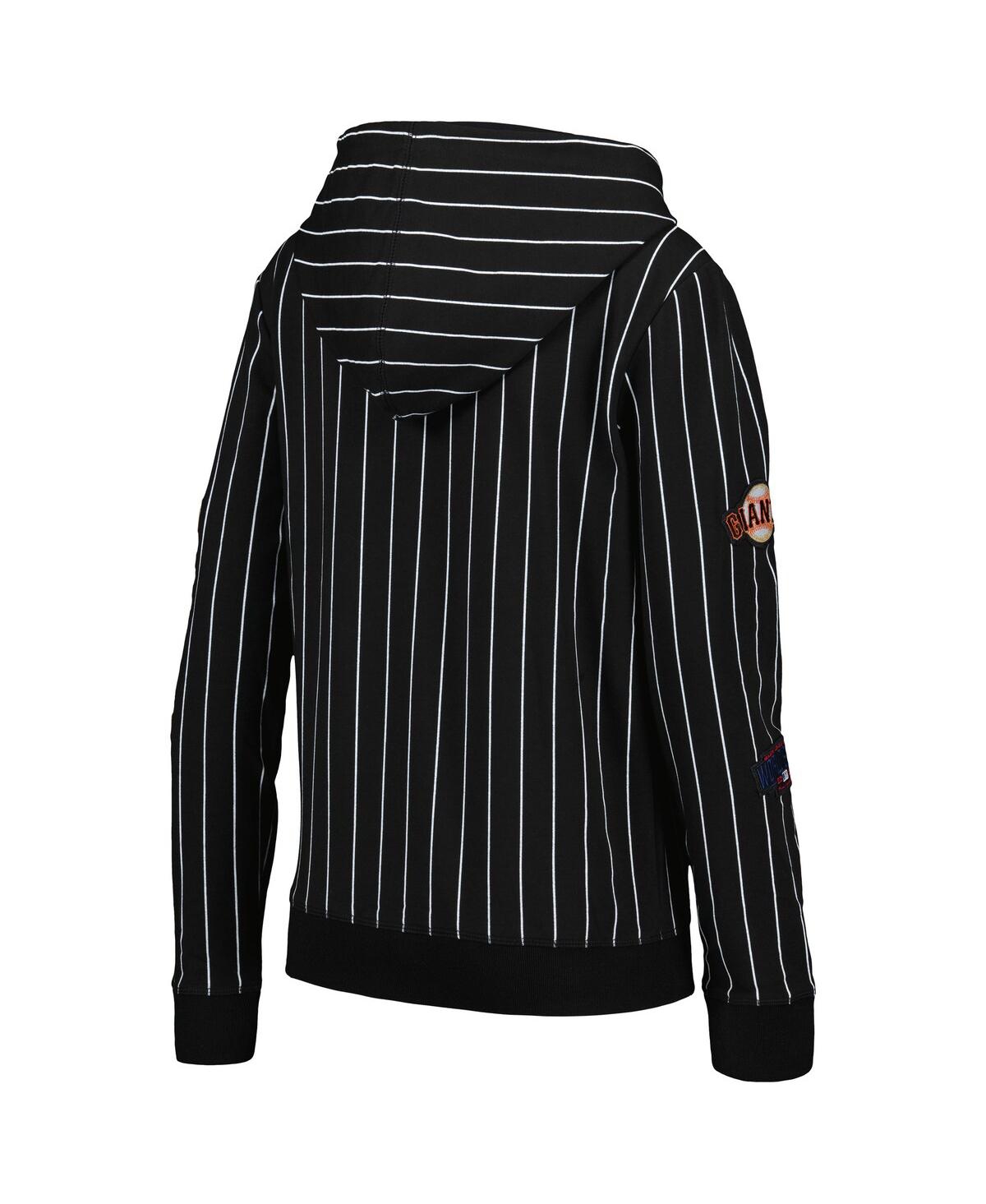 NEW ERA WOMEN'S NEW ERA BLACK SAN FRANCISCO GIANTS PINSTRIPE TRI-BLEND FULL-ZIP JACKET 