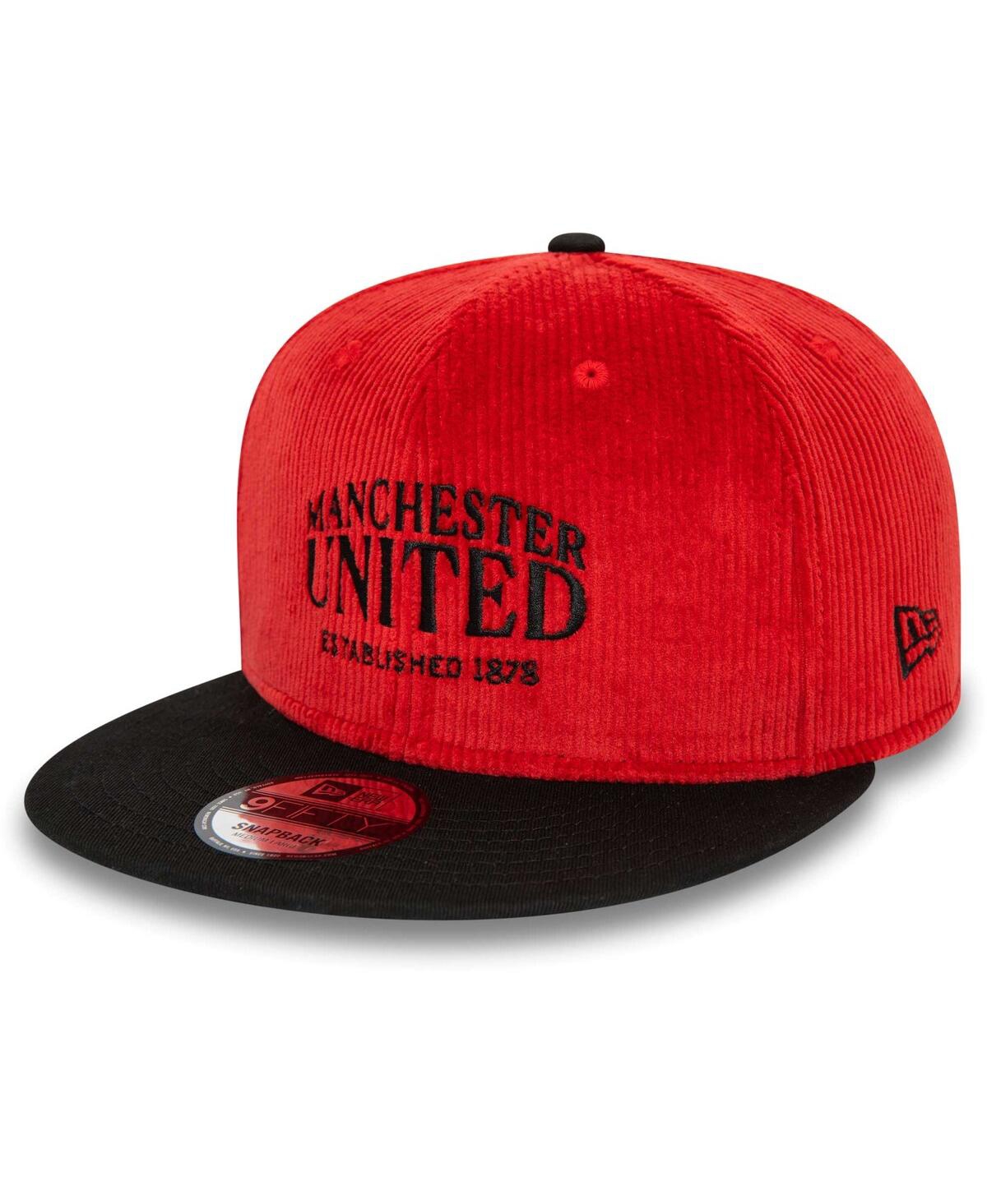 Shop New Era Men's  Red Manchester United Corduroy 9fifty Snapback Hat