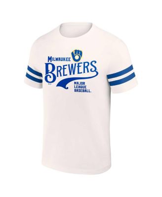 Men's Darius Rucker Collection By Cream Distressed Milwaukee Brewers Yarn Dye Vintage-Like T-shirt