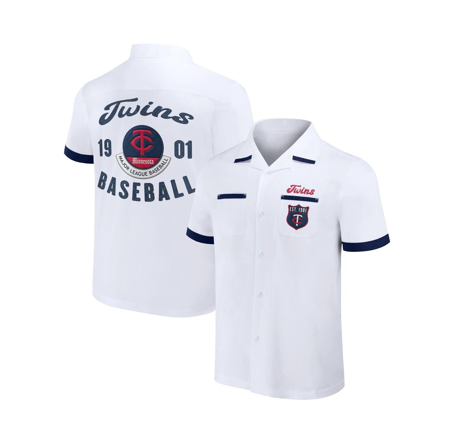 Men's Darius Rucker Collection By White Minnesota Twins Bowling Button-Up Shirt