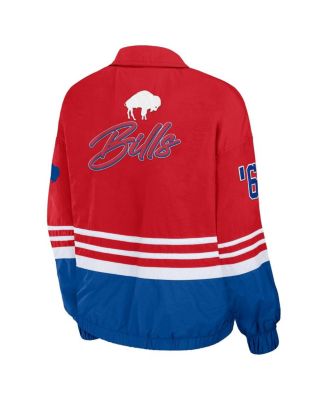 Women's Red Distressed Buffalo Bills Vintage-Like Throwback Windbreaker Full-Zip Jacket