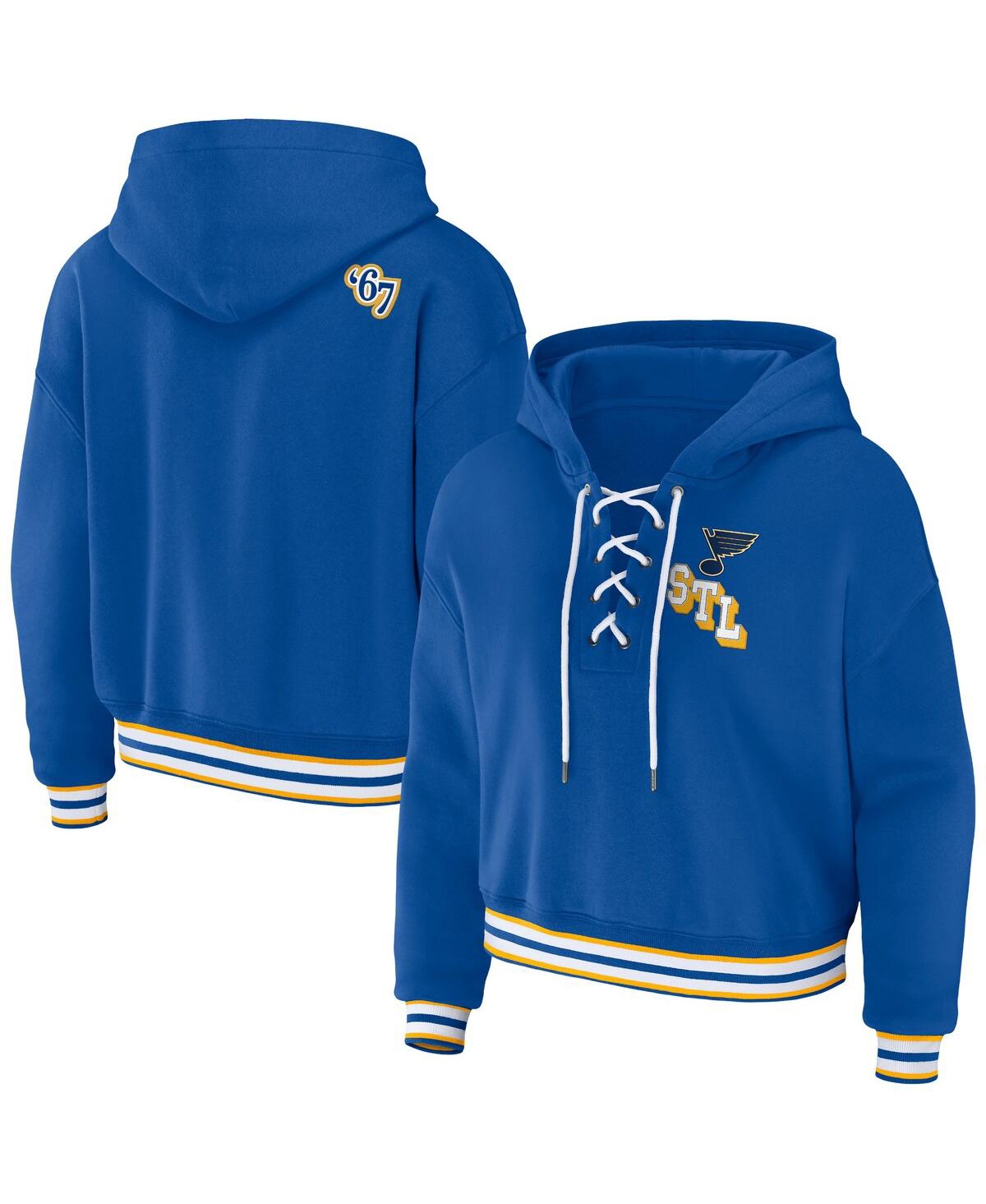 Shop Wear By Erin Andrews Women's  Blue St. Louis Blues Lace-up Pullover Hoodie