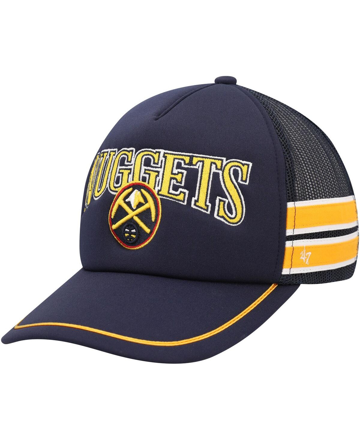 47 Brand Men's ' Navy Denver Nuggets Sidebrand Stripes Trucker Adjustable Hat