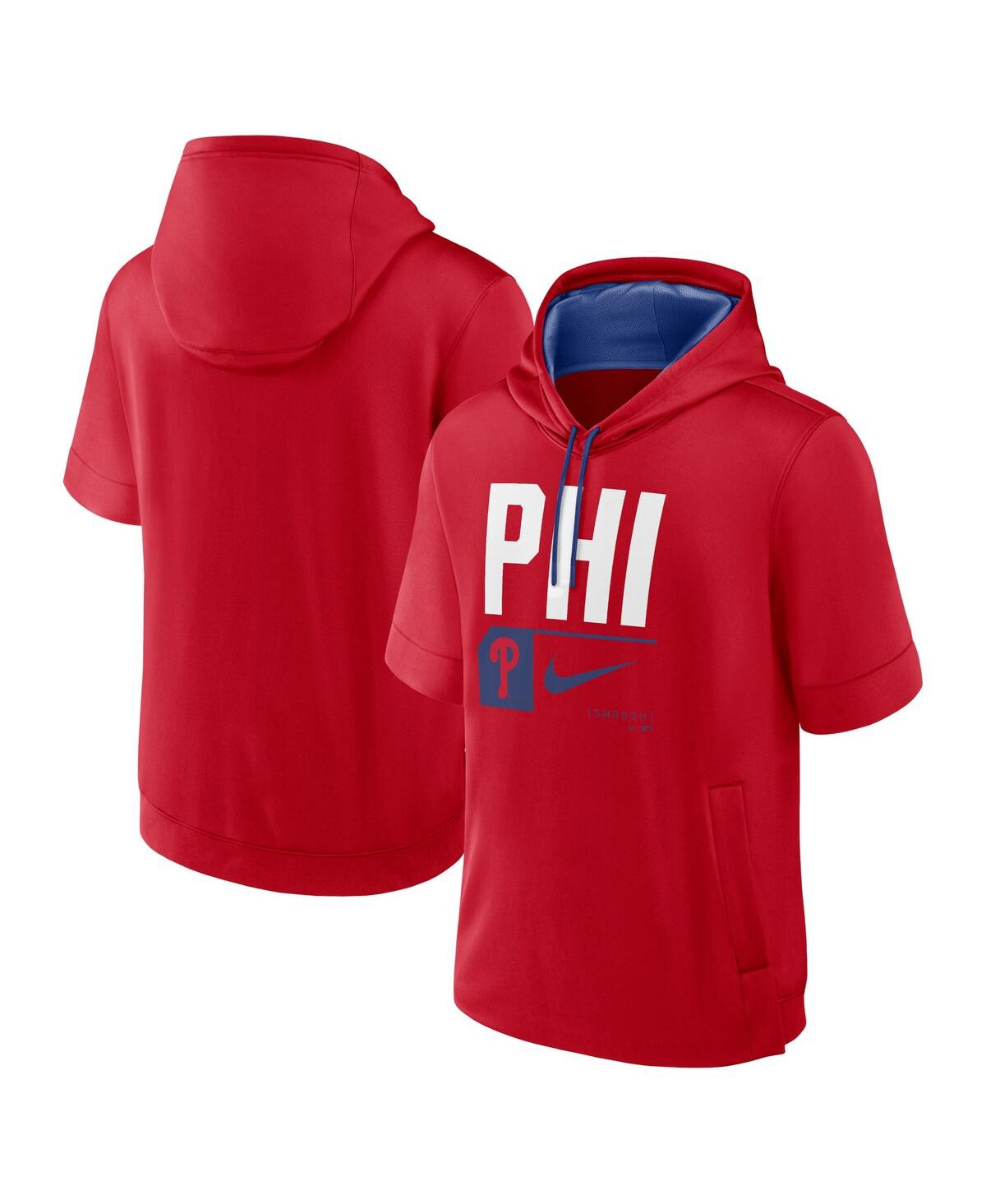 Shop Nike Men's  Red Philadelphia Phillies Tri Code Lockup Short Sleeve Pullover Hoodie