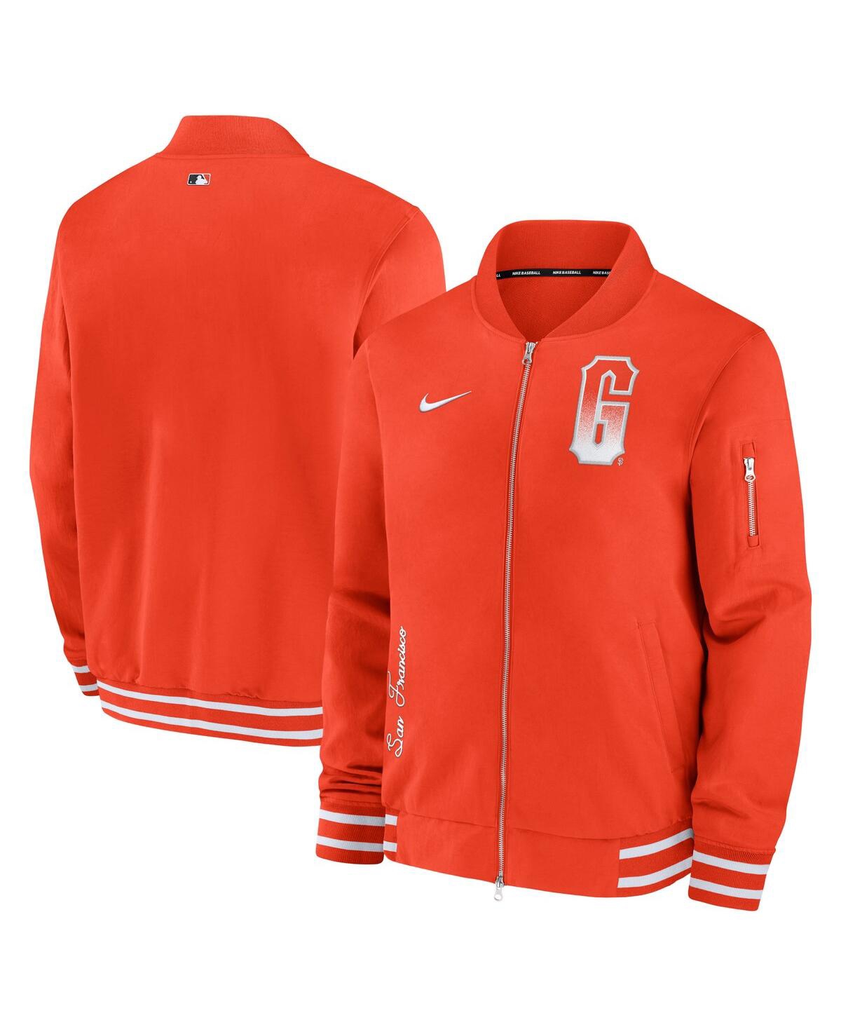 Nike Men's  Orange San Francisco Giants Authentic Collection Game Time Bomber Full-zip Jacket
