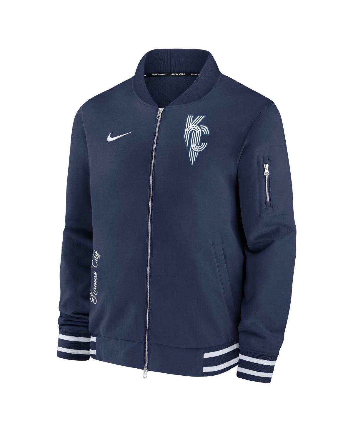 Shop Nike Men's  Navy Kansas City Royals Authentic Collection Game Time Bomber Full-zip Jacket