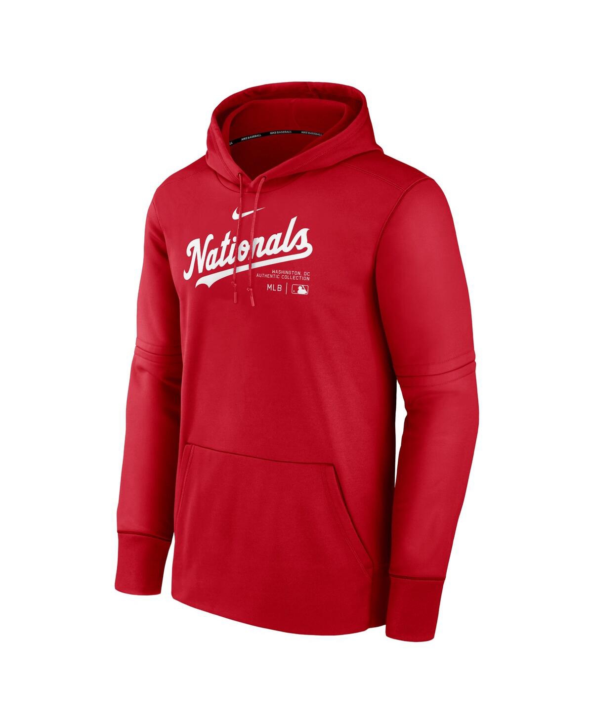 Shop Nike Men's  Red Washington Nationals Authentic Collection Practice Performance Pullover Hoodie