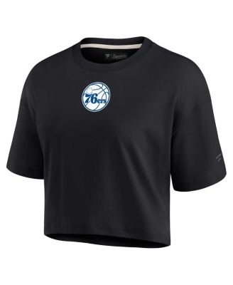 Women's Black Philadelphia 76ers Super Soft Boxy Cropped T-shirt