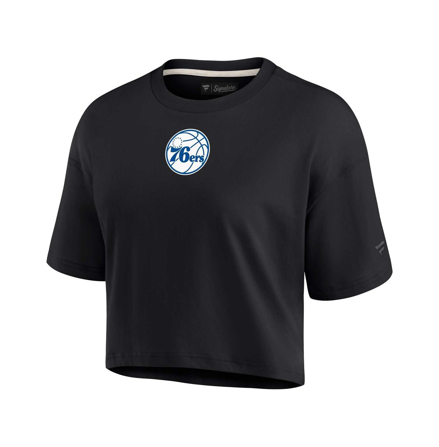 Женская футболка Fanatics Signature Black Philadelphia 76ers Super Soft Boxy Cropped — фото 2