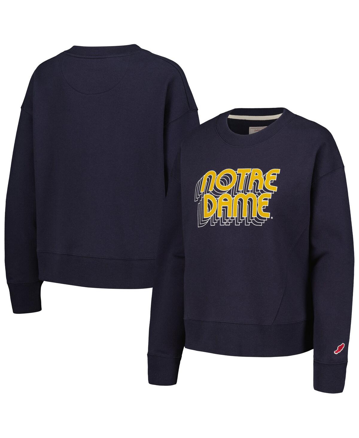 Shop League Collegiate Wear Women's  Navy Notre Dame Fighting Irish Boxy Pullover Sweatshirt