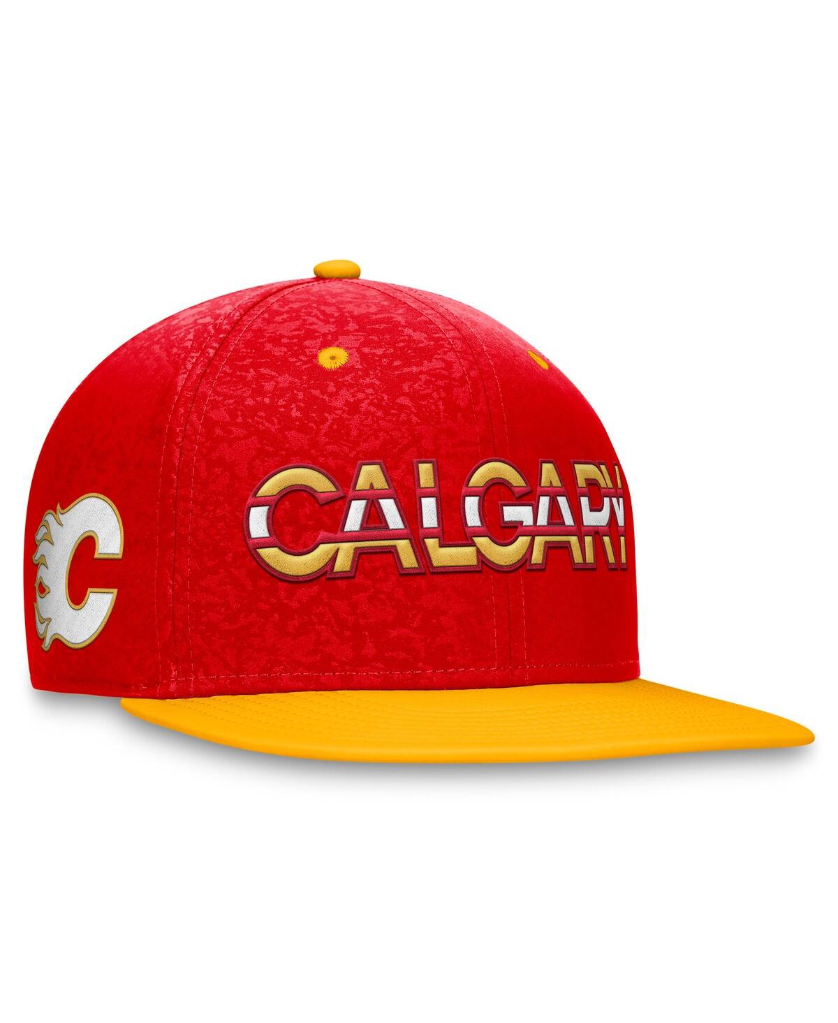 Men's Fanatics Red, Yellow Calgary Flames Authentic Pro Rink Two-Tone Snapback Hat - Red, Yellow