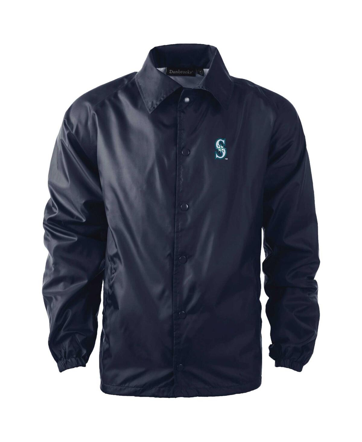 Men's Dunbrooke Navy Seattle Mariners Coach's Raglan Full-Snap Windbreaker Jacket - Navy