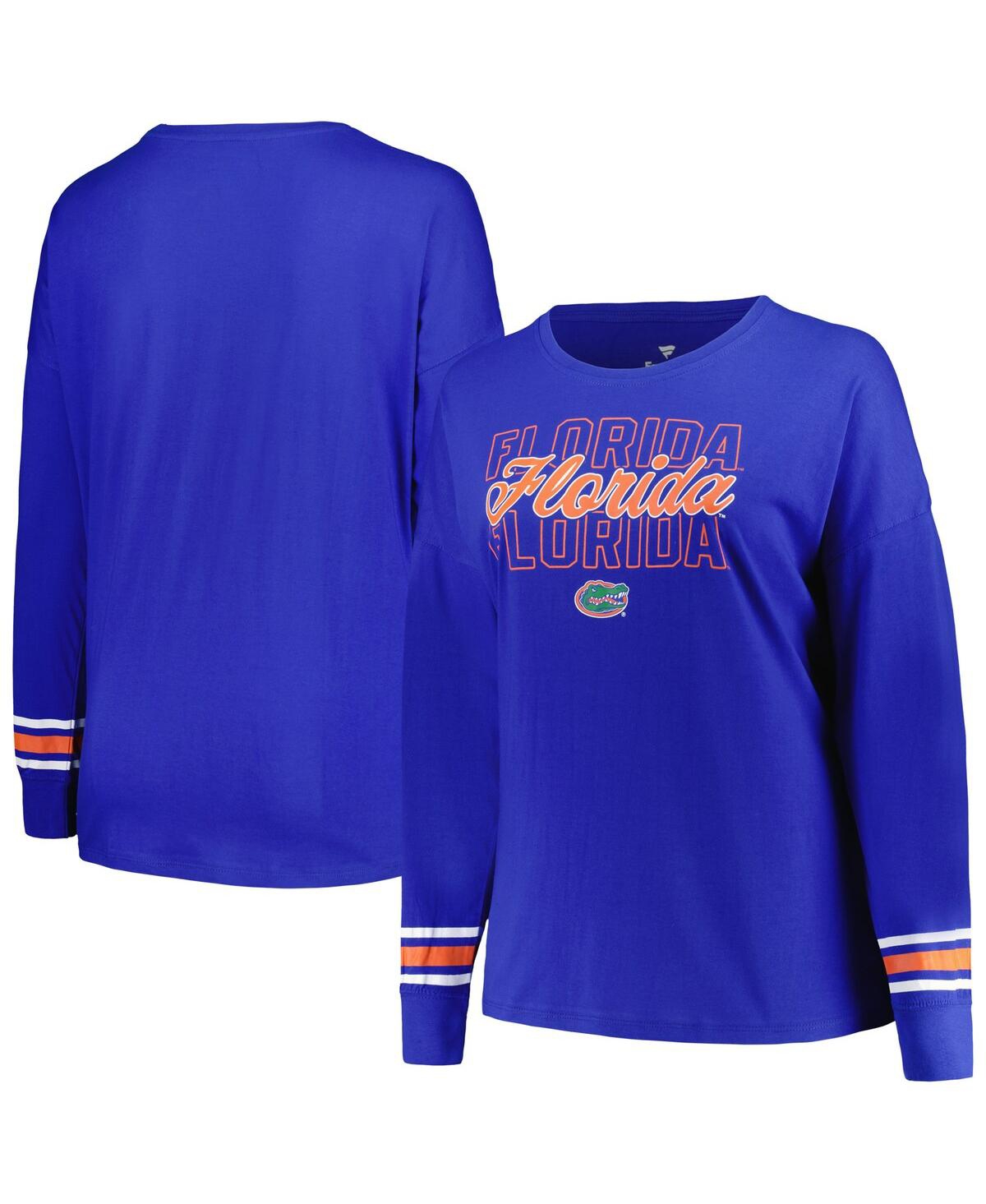 Women's Profile Royal Florida Gators Plus Size Triple Script Scoop Neck Long Sleeve T-shirt - Royal