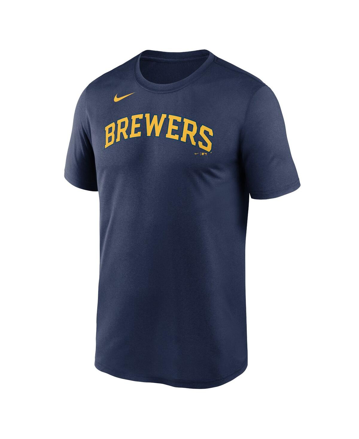 Nike Navy Milwaukee Brewers Wordmark Legend Performance T-shirt In Navy