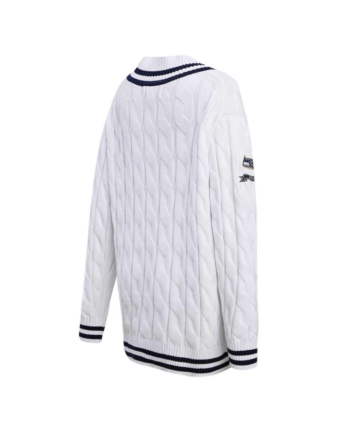 Shop Pro Standard Women's  White Seattle Seahawks Prep V-neck Pullover Sweater