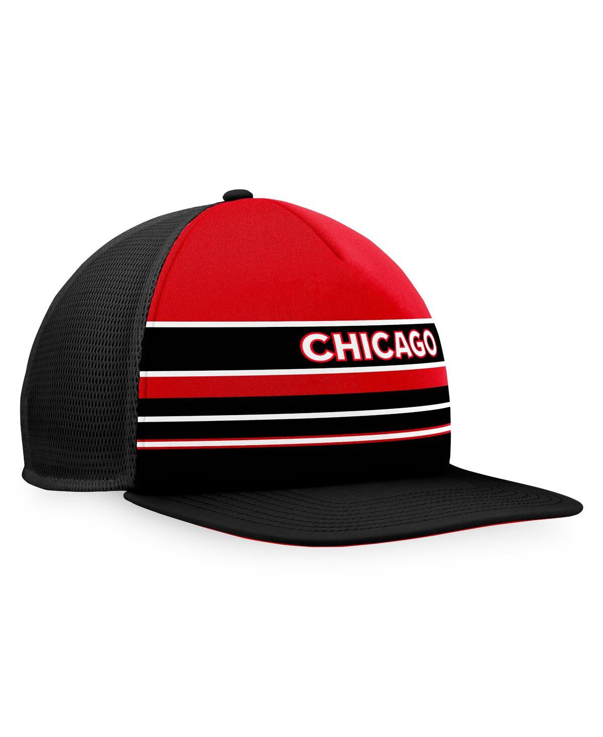 Fanatics Men's  Red, Black Chicago Blackhawks Special Edition 2.0 Trucker Snapback Adjustable Hat In Red,black