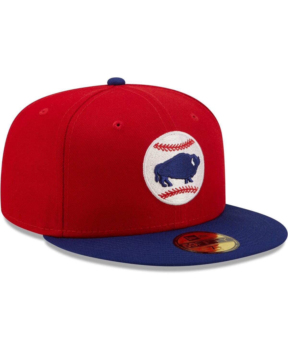 Shop New Era Men's  Red Buffalo Bisons Authentic Collection 59fifty Fitted Hat