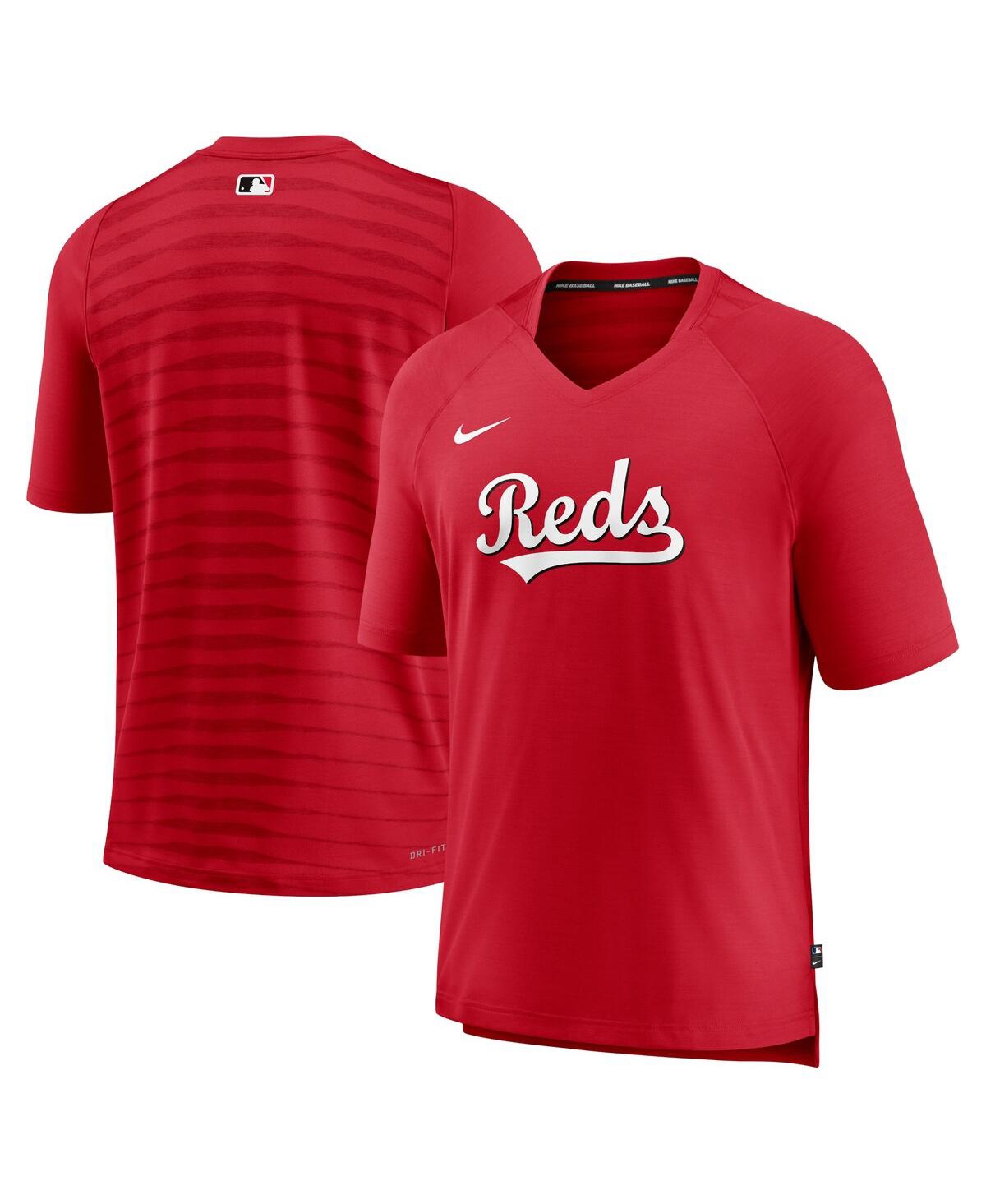 Nike Men's  Red Cincinnati Reds Authentic Collection Pregame Raglan Performance V-neck T-shirt